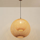 Sphere Bamboo Suspension Lighting Minimalist 1 Head Wood Pendant Ceiling Light for Tea Room Clearhalo 'Ceiling Lights' 'Lighting' 'Pendant Lights' 2245510_eb85ed2a-be53-435d-bf7d-c64a7d61642f