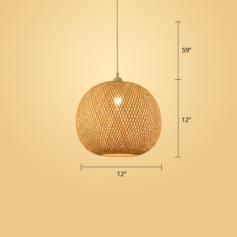 Woven Ceiling Light Modern Bamboo Single Wood Hanging Pendant Light for Restaurant Clearhalo 'Ceiling Lights' 'Pendant Lights' 'Pendants' Lighting' 2245514