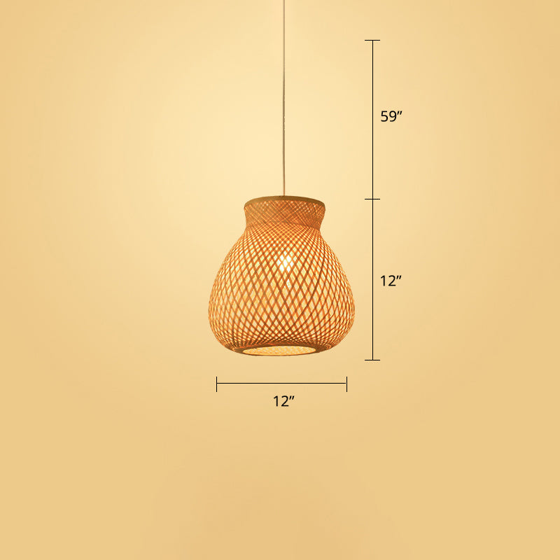 Woven Ceiling Light Modern Bamboo Single Wood Hanging Pendant Light for Restaurant Wood F Clearhalo 'Ceiling Lights' 'Pendant Lights' 'Pendants' Lighting' 2245516_9453e2d3-90c6-4e9a-b1b3-1f954a97ec93