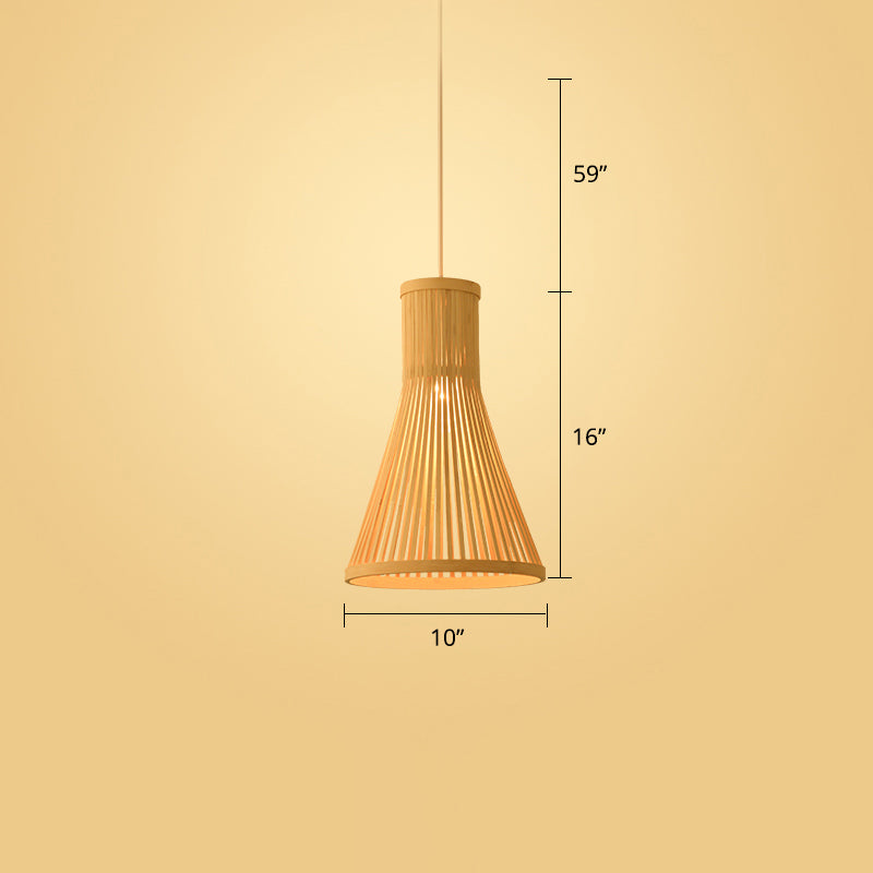 Woven Ceiling Light Modern Bamboo Single Wood Hanging Pendant Light for Restaurant Clearhalo 'Ceiling Lights' 'Pendant Lights' 'Pendants' Lighting' 2245521