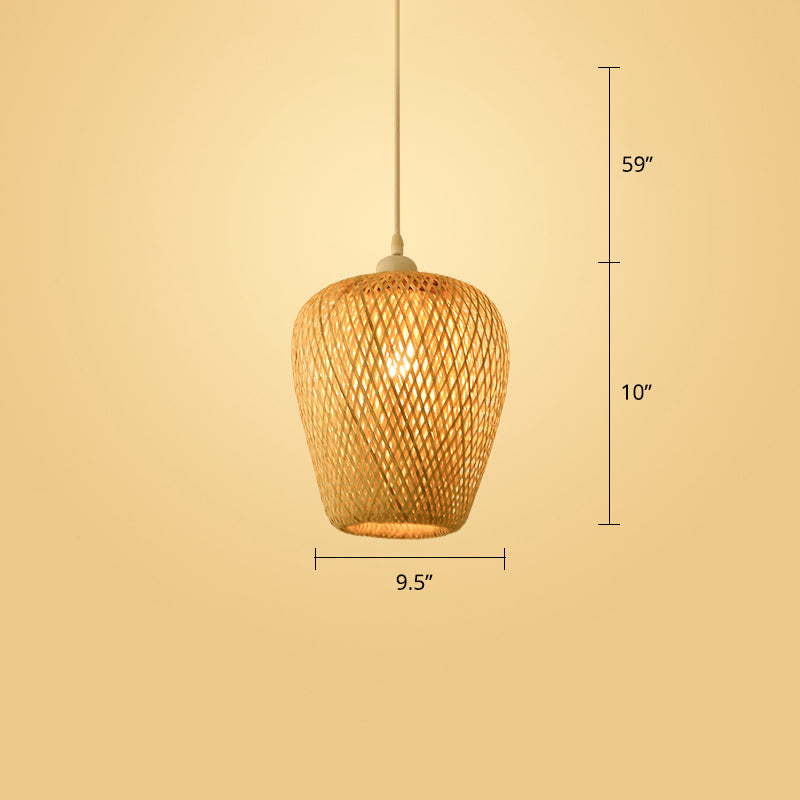 Woven Ceiling Light Modern Bamboo Single Wood Hanging Pendant Light for Restaurant Clearhalo 'Ceiling Lights' 'Pendant Lights' 'Pendants' Lighting' 2245523