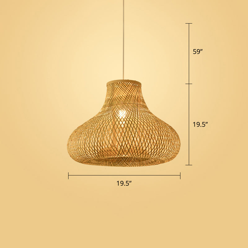 Woven Ceiling Light Modern Bamboo Single Wood Hanging Pendant Light for Restaurant Clearhalo 'Ceiling Lights' 'Pendant Lights' 'Pendants' Lighting' 2245524