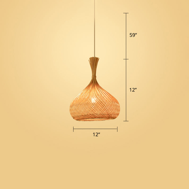 Woven Ceiling Light Modern Bamboo Single Wood Hanging Pendant Light for Restaurant Clearhalo 'Ceiling Lights' 'Pendant Lights' 'Pendants' Lighting' 2245526