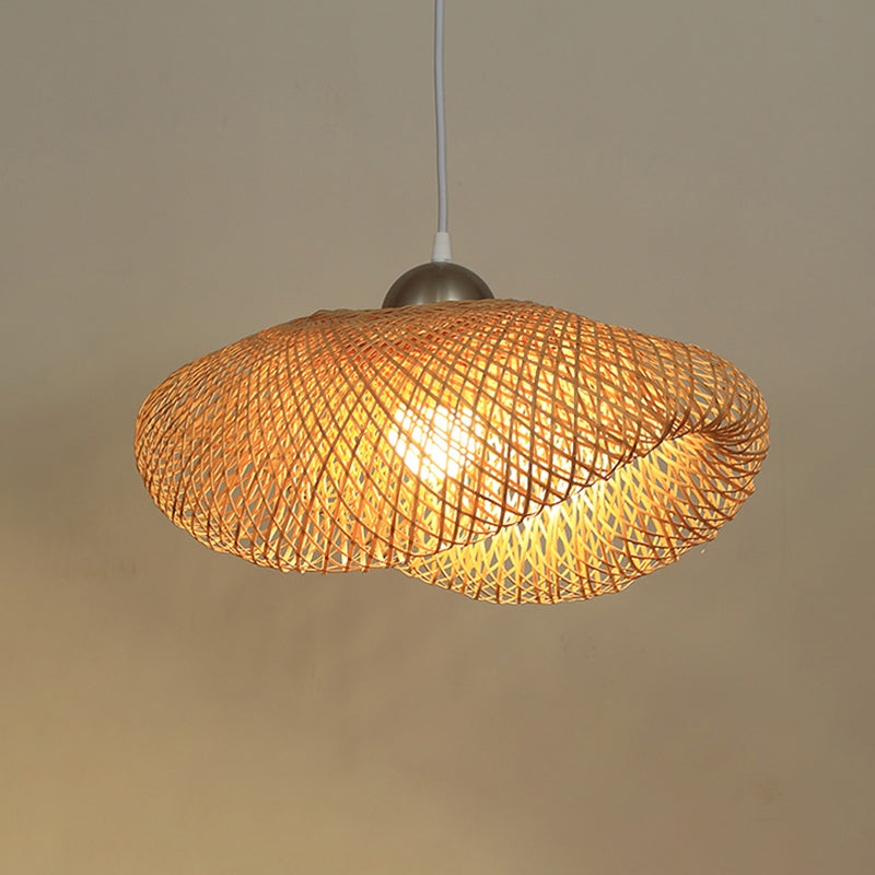 Wood Handwoven Pendant Lighting Contemporary 1 Bulb Bamboo Suspension Light Fixture Wood E Clearhalo 'Ceiling Lights' 'Lighting' 'Pendant Lights' 2245537_301d1596-2d67-4fb3-b5ca-2a3d24aba15d