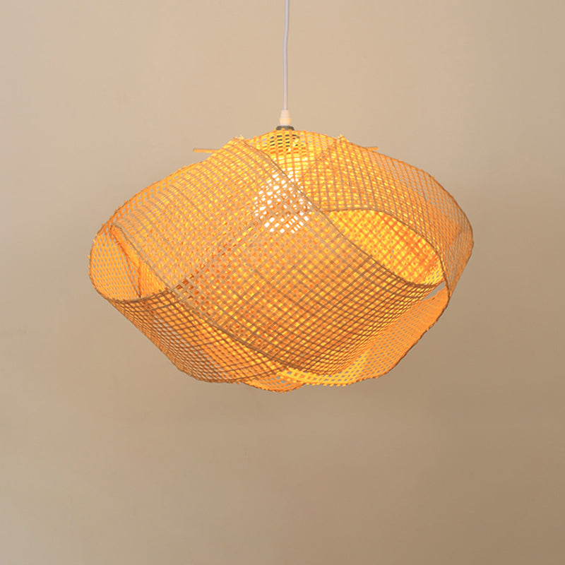 Wood Handwoven Pendant Lighting Contemporary 1 Bulb Bamboo Suspension Light Fixture Wood F Clearhalo 'Ceiling Lights' 'Lighting' 'Pendant Lights' 2245539_90a1d74a-f4ab-48a5-9ee4-a87d02687edd