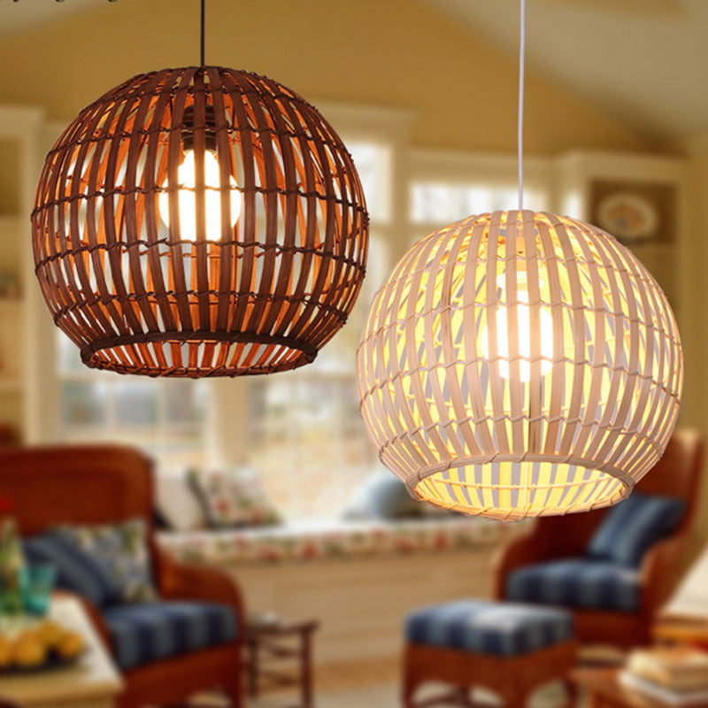 South-east Asia Globe Ceiling Light Bamboo Single Restaurant Hanging Pendant Light Clearhalo 'Ceiling Lights' 'Pendant Lights' 'Pendants' Lighting' 2245559