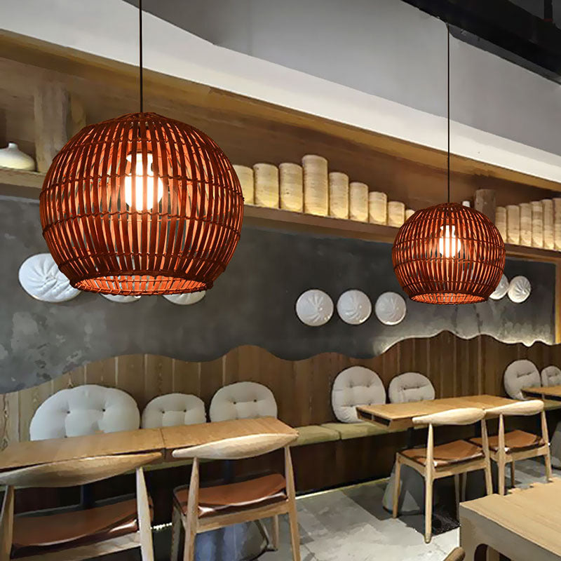 South-east Asia Globe Ceiling Light Bamboo Single Restaurant Hanging Pendant Light Clearhalo 'Ceiling Lights' 'Pendant Lights' 'Pendants' Lighting' 2245561