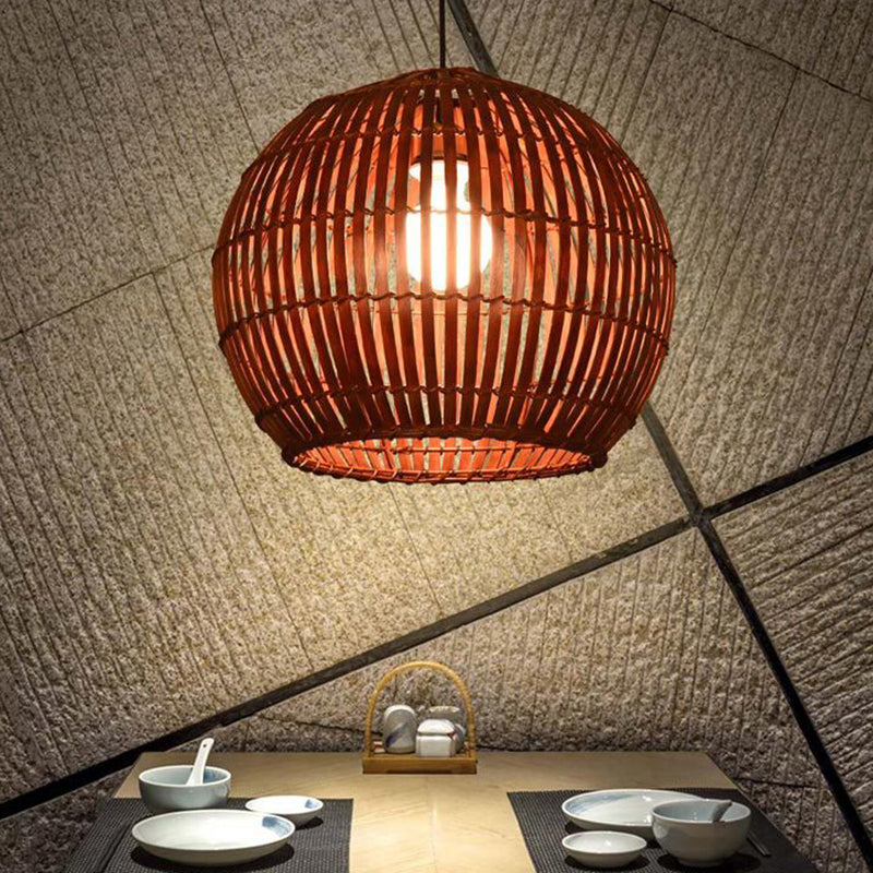 South-east Asia Globe Ceiling Light Bamboo Single Restaurant Hanging Pendant Light Clearhalo 'Ceiling Lights' 'Pendant Lights' 'Pendants' Lighting' 2245562