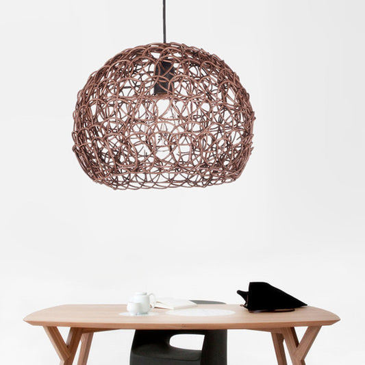 Dome Shade Pendant Light Contemporary Rattan Single-Bulb Restaurant Suspension Light Fixture Clearhalo 'Ceiling Lights' 'Pendant Lights' 'Pendants' Lighting' 2245566