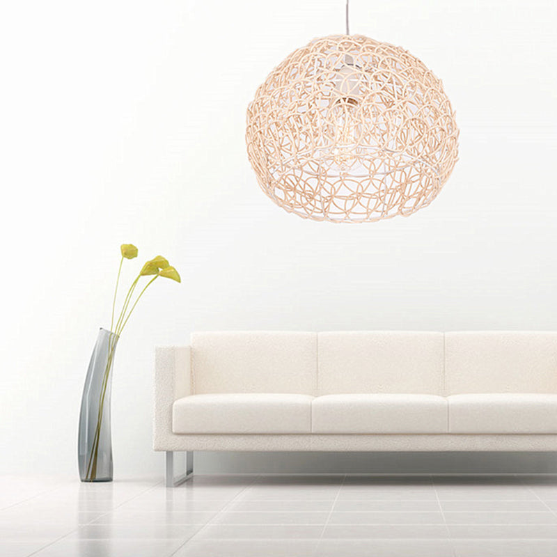 Dome Shade Pendant Light Contemporary Rattan Single-Bulb Restaurant Suspension Light Fixture Clearhalo 'Ceiling Lights' 'Pendant Lights' 'Pendants' Lighting' 2245570