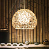 Dome Restaurant Suspension Light Rattan 1-Light Simplicity Pendant Light Fixture in Wood Clearhalo 'Ceiling Lights' 'Pendant Lights' 'Pendants' Lighting' 2245575