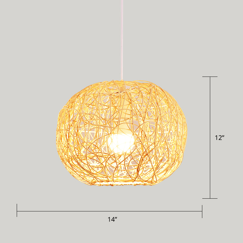 Wood Handcrafted Suspension Lighting Minimalist Single Bamboo Pendant Ceiling Light Clearhalo 'Ceiling Lights' 'Pendant Lights' 'Pendants' Lighting' 2245579