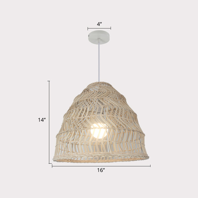 Handcrafted Rattan Suspension Light Simplicity 1-Light Wood Pendant Light Fixture for Restaurant Wood A Clearhalo 'Ceiling Lights' 'Pendant Lights' 'Pendants' Lighting' 2245593_c3bde9a9-c8a4-439a-89b8-c41915b2dcf4