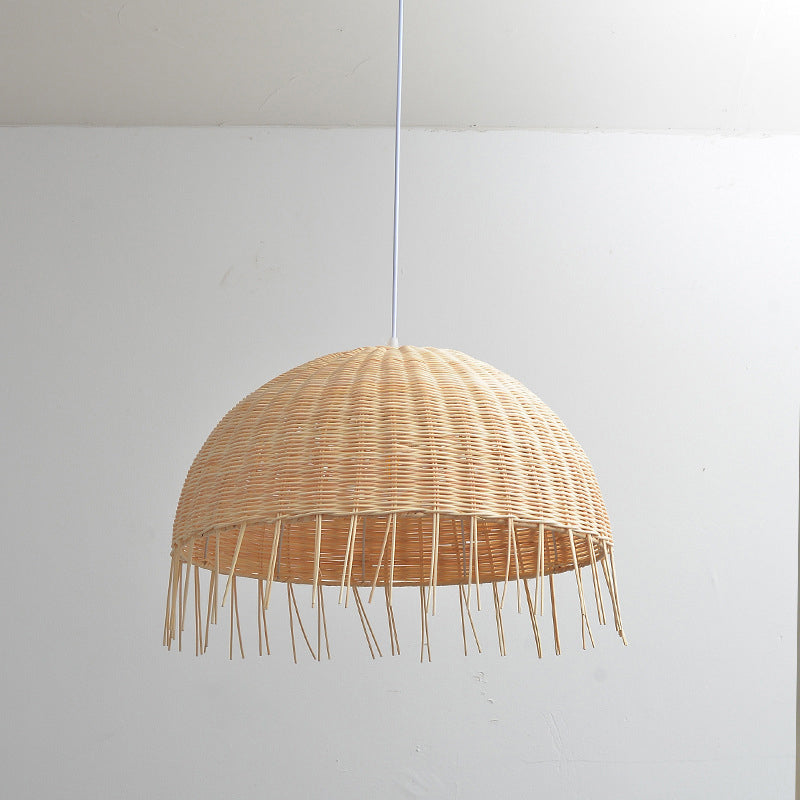 Minimalist Dome Suspension Lighting Rattan 1��Head Restaurant Pendant Ceiling Light in Wood Clearhalo 'Ceiling Lights' 'Pendant Lights' 'Pendants' Lighting' 2245614