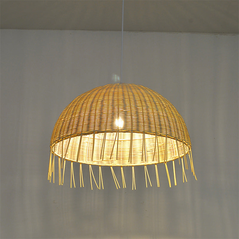 Minimalist Dome Suspension Lighting Rattan 1 Head Restaurant Pendant Ceiling Light in Wood Clearhalo 'Ceiling Lights' 'Lighting' 'Pendant Lights' 2245615_e65fae9c-9d97-4704-84d3-4a55f5e078cd