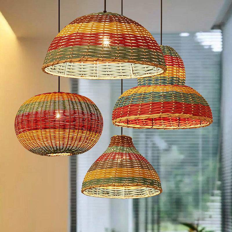 Shaded Ceiling Light Modern Rattan Single Restaurant Hanging Pendant Light in Wood Clearhalo 'Ceiling Lights' 'Pendant Lights' 'Pendants' Lighting' 2245622