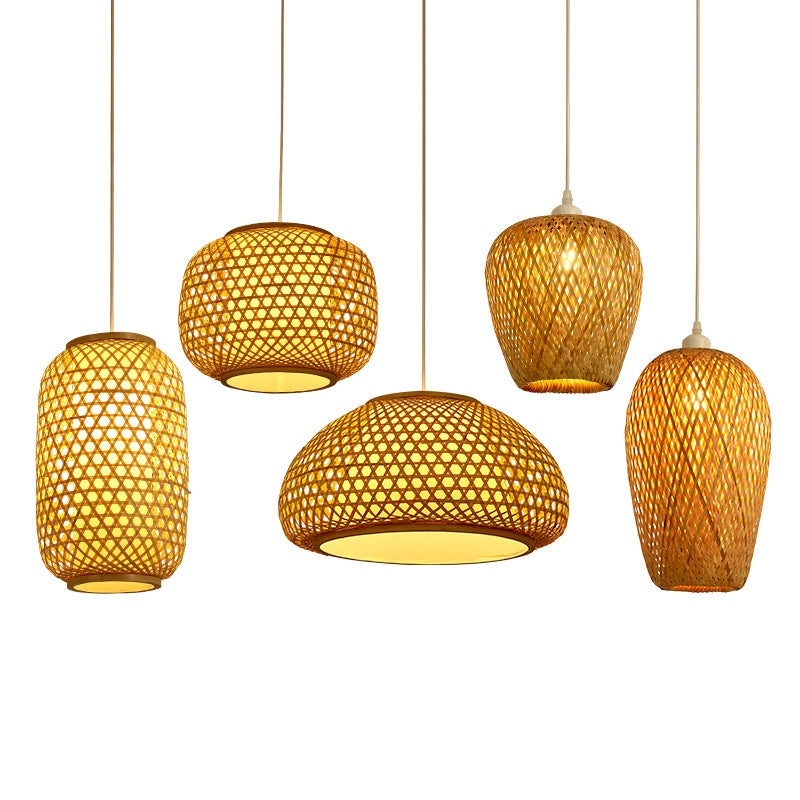 Wood Handwoven Suspension Lighting Minimalist 1 Head Rattan Pendant Ceiling Light Clearhalo 'Ceiling Lights' 'Lighting' 'Pendant Lights' 2245657_912ce04b-e719-4159-9298-b3abbf3a39f1