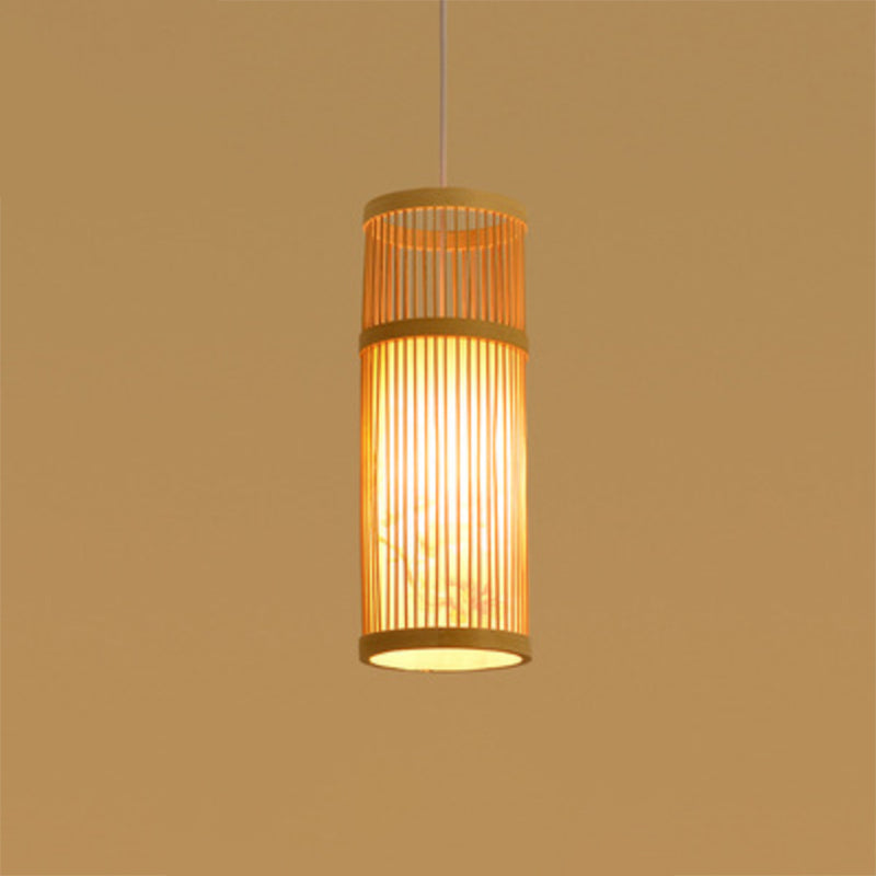 Wood Handwoven Suspension Lighting Minimalist 1��Head Rattan Pendant Ceiling Light Wood F Clearhalo 'Ceiling Lights' 'Modern Pendants' 'Modern' 'Pendant Lights' 'Pendants' Lighting' 2245668