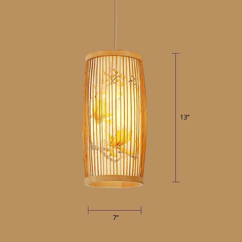 Wood Handwoven Suspension Lighting Minimalist 1��Head Rattan Pendant Ceiling Light Wood G Clearhalo 'Ceiling Lights' 'Modern Pendants' 'Modern' 'Pendant Lights' 'Pendants' Lighting' 2245669