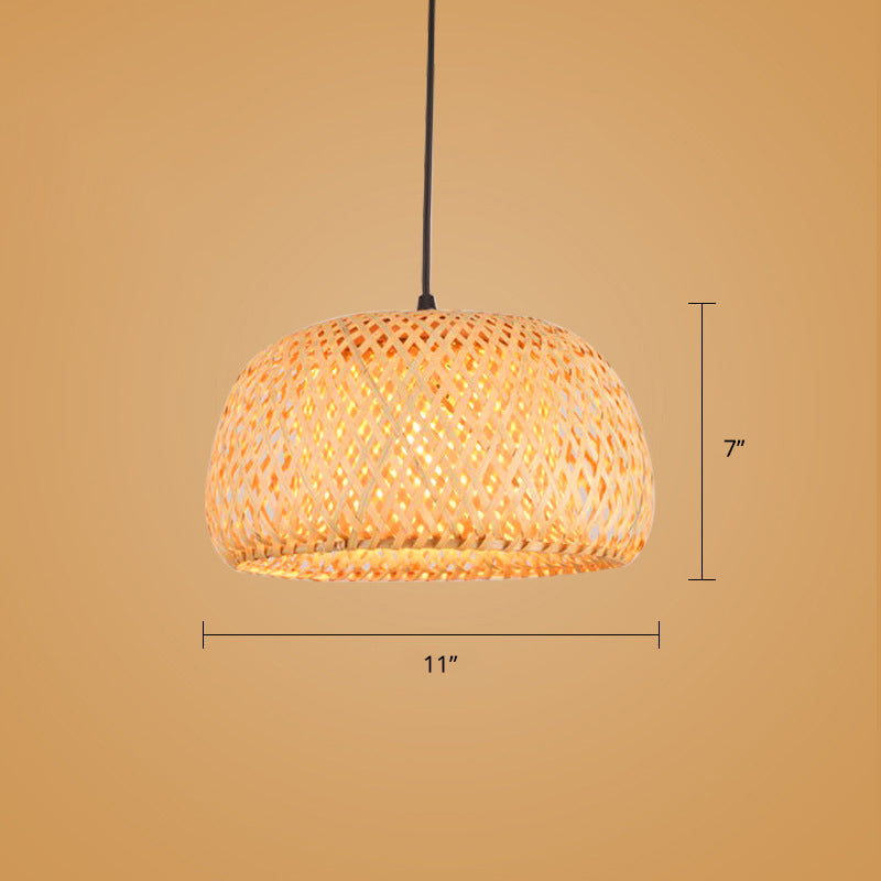 Wood Handwoven Suspension Lighting Minimalist 1 Head Rattan Pendant Ceiling Light Clearhalo 'Ceiling Lights' 'Lighting' 'Pendant Lights' 2245673_be47a76b-1c9e-42ed-ac84-2ff271713e59