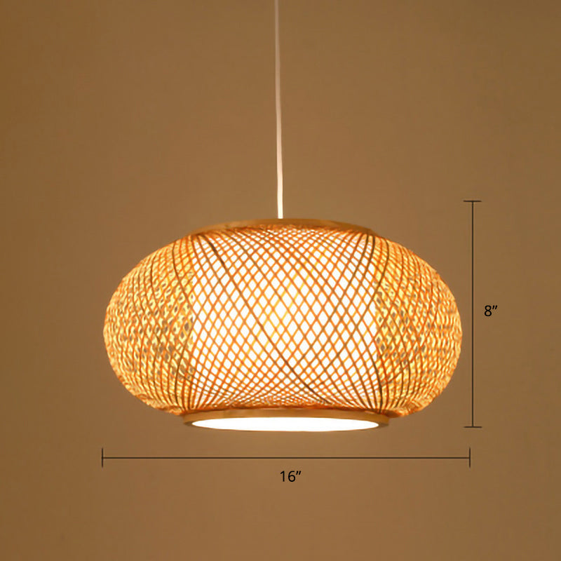 Wood Handwoven Suspension Lighting Minimalist 1��Head Rattan Pendant Ceiling Light Clearhalo 'Ceiling Lights' 'Modern Pendants' 'Modern' 'Pendant Lights' 'Pendants' Lighting' 2245675