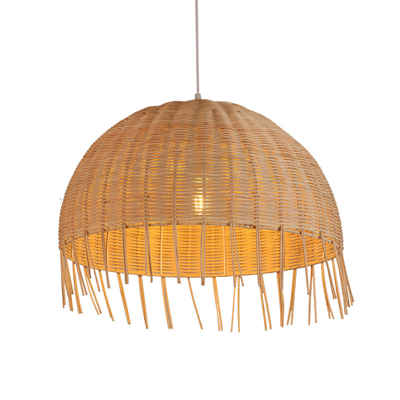 South-east Asia Handcrafted Pendant Light Rattan Single-Bulb Contemporary Suspension Light in Wood Clearhalo 'Ceiling Lights' 'Pendant Lights' 'Pendants' Lighting' 2245689