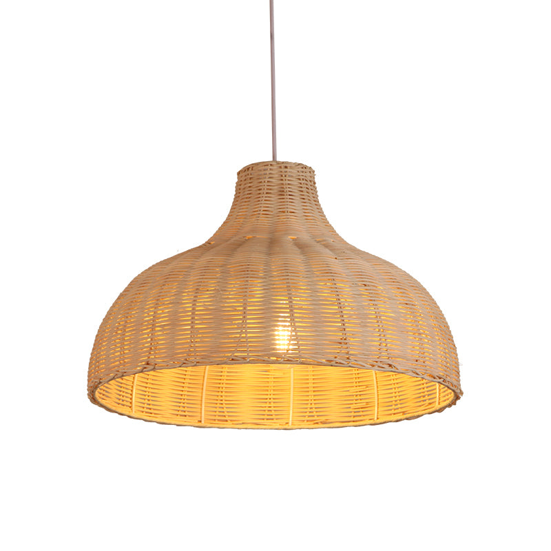 South-east Asia Handcrafted Pendant Light Rattan Single-Bulb Contemporary Suspension Light in Wood Clearhalo 'Ceiling Lights' 'Pendant Lights' 'Pendants' Lighting' 2245691