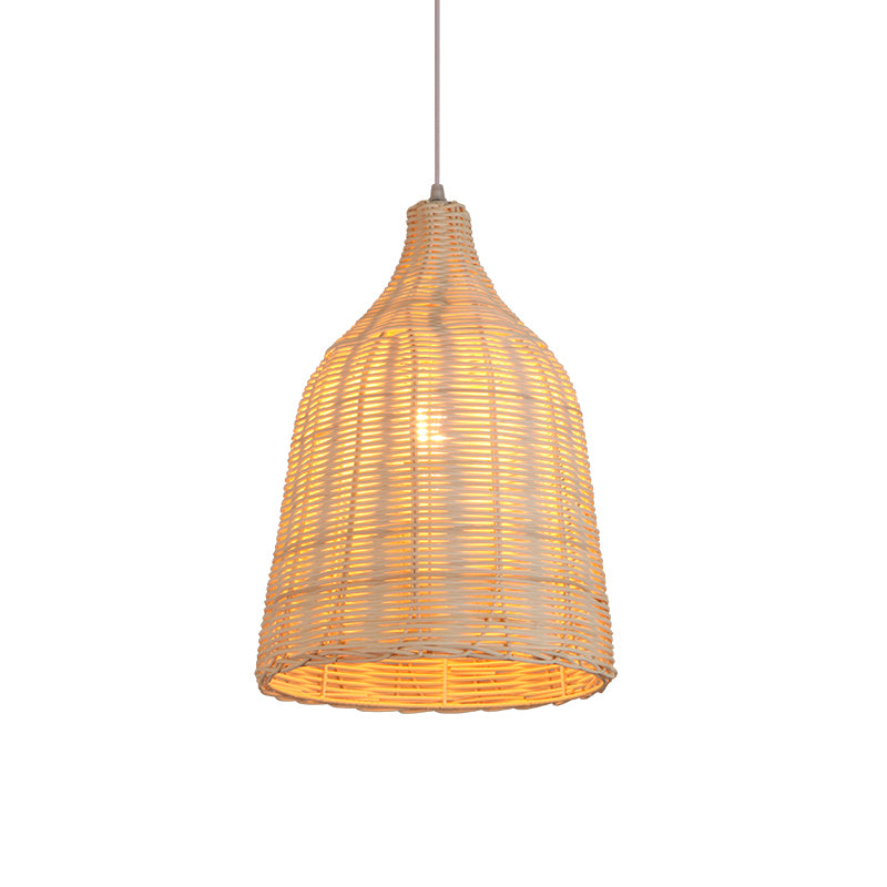 South-east Asia Handcrafted Pendant Light Rattan Single-Bulb Contemporary Suspension Light in Wood Clearhalo 'Ceiling Lights' 'Pendant Lights' 'Pendants' Lighting' 2245693