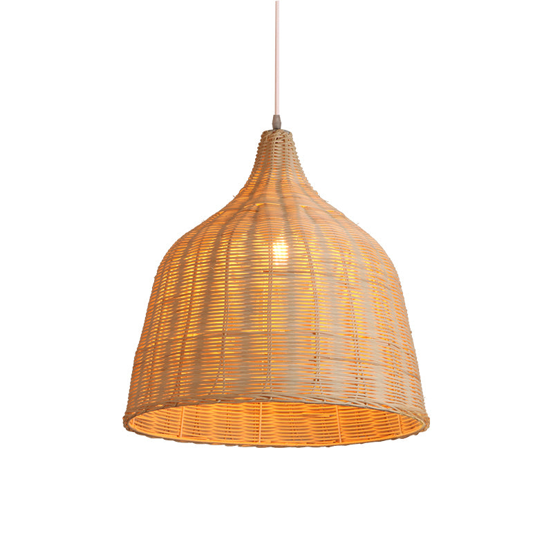 South-east Asia Handcrafted Pendant Light Rattan Single-Bulb Contemporary Suspension Light in Wood Clearhalo 'Ceiling Lights' 'Pendant Lights' 'Pendants' Lighting' 2245694