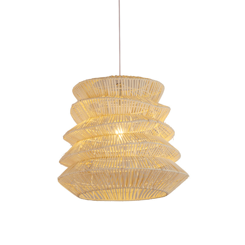 South-east Asia Handcrafted Pendant Light Rattan Single-Bulb Contemporary Suspension Light in Wood Clearhalo 'Ceiling Lights' 'Pendant Lights' 'Pendants' Lighting' 2245695