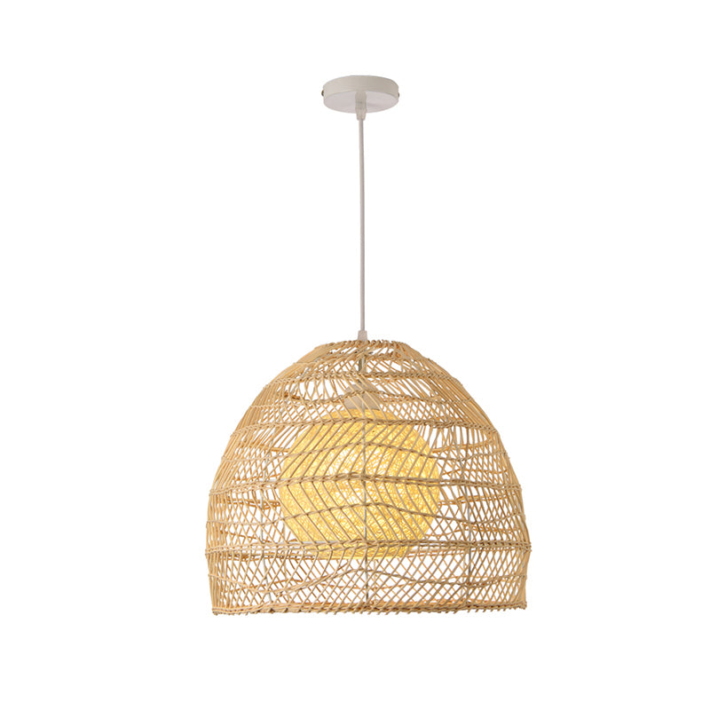 Bell Shade Rattan Suspension Lighting Simplicity 1-Light Wood Pendant Light Fixture Clearhalo 'Ceiling Lights' 'Pendant Lights' 'Pendants' Lighting' 2245705