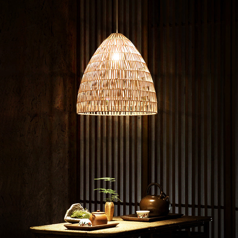 Basket Ceiling Light Modern Style Rattan Single Tea Room Hanging Pendant Light in Wood Clearhalo 'Ceiling Lights' 'Pendant Lights' 'Pendants' Lighting' 2245719