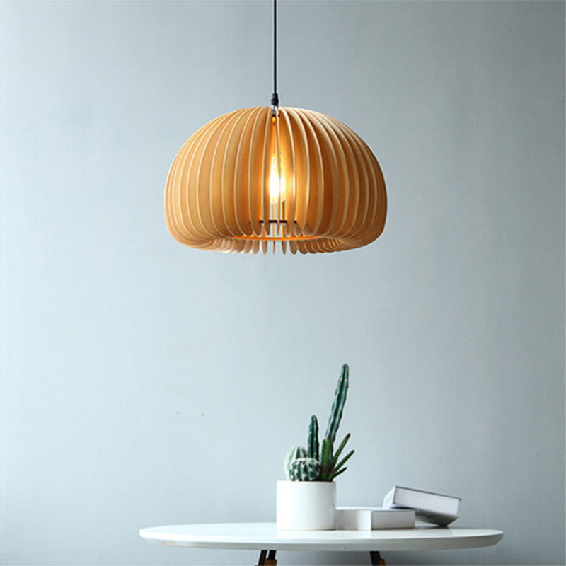Asian Style Dome Shaded Ceiling Lighting Wood 1��Bulb Restaurant Hanging Light Fixture Clearhalo 'Ceiling Lights' 'Modern Pendants' 'Modern' 'Pendant Lights' 'Pendants' Lighting' 2245737