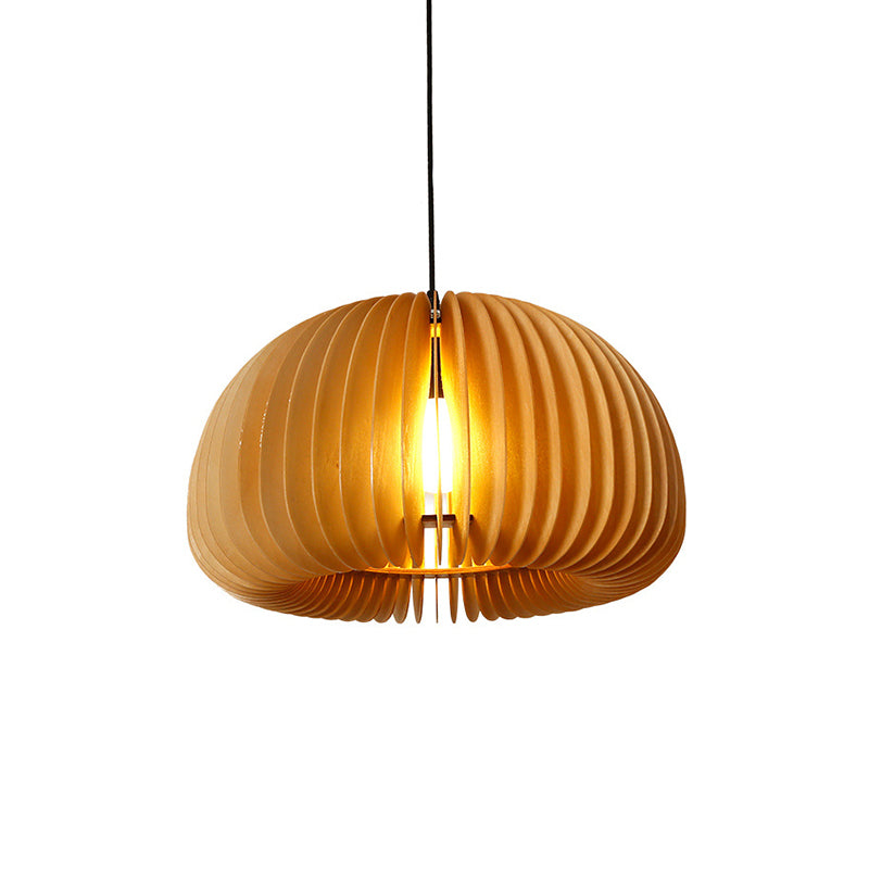 Asian Style Dome Shaded Ceiling Lighting Wood 1 Bulb Restaurant Hanging Light Fixture Clearhalo 'Ceiling Lights' 'Lighting' 'Pendant Lights' 2245740_05eea38b-cd37-4b03-8403-800e0142d142