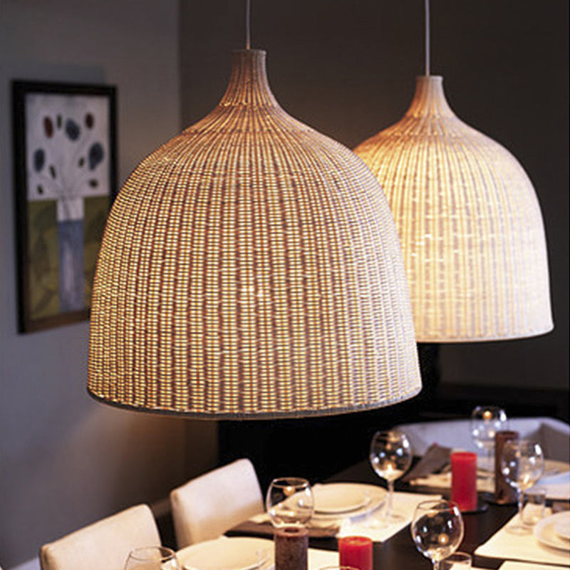 Basket Suspension Lighting Minimalist Rattan 1��Head Restaurant Pendant Ceiling Light Clearhalo 'Ceiling Lights' 'Pendant Lights' 'Pendants' Lighting' 2245742