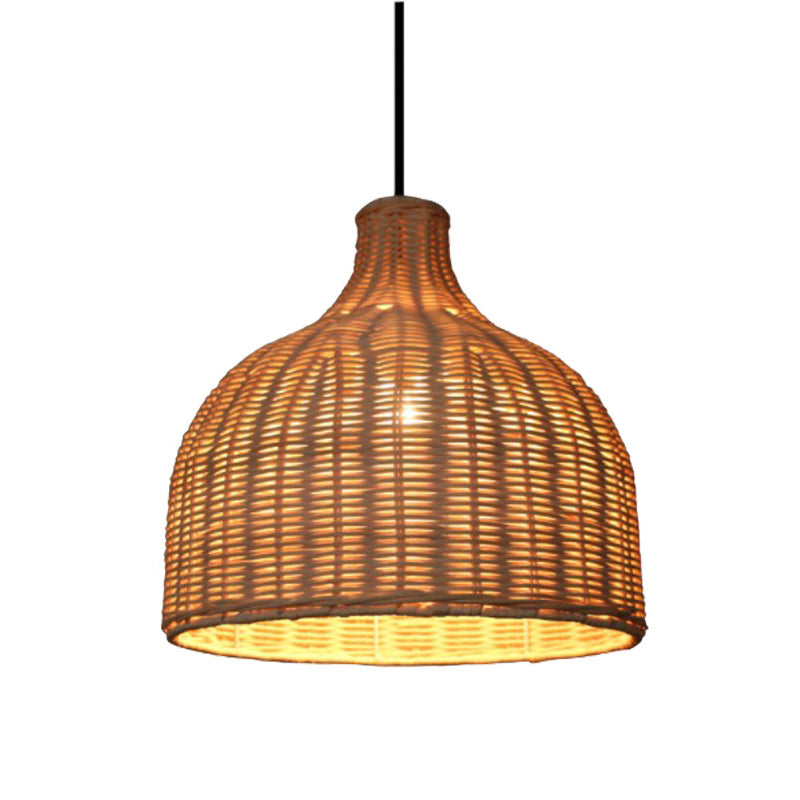 Basket Suspension Lighting Minimalist Rattan 1��Head Restaurant Pendant Ceiling Light Clearhalo 'Ceiling Lights' 'Pendant Lights' 'Pendants' Lighting' 2245746