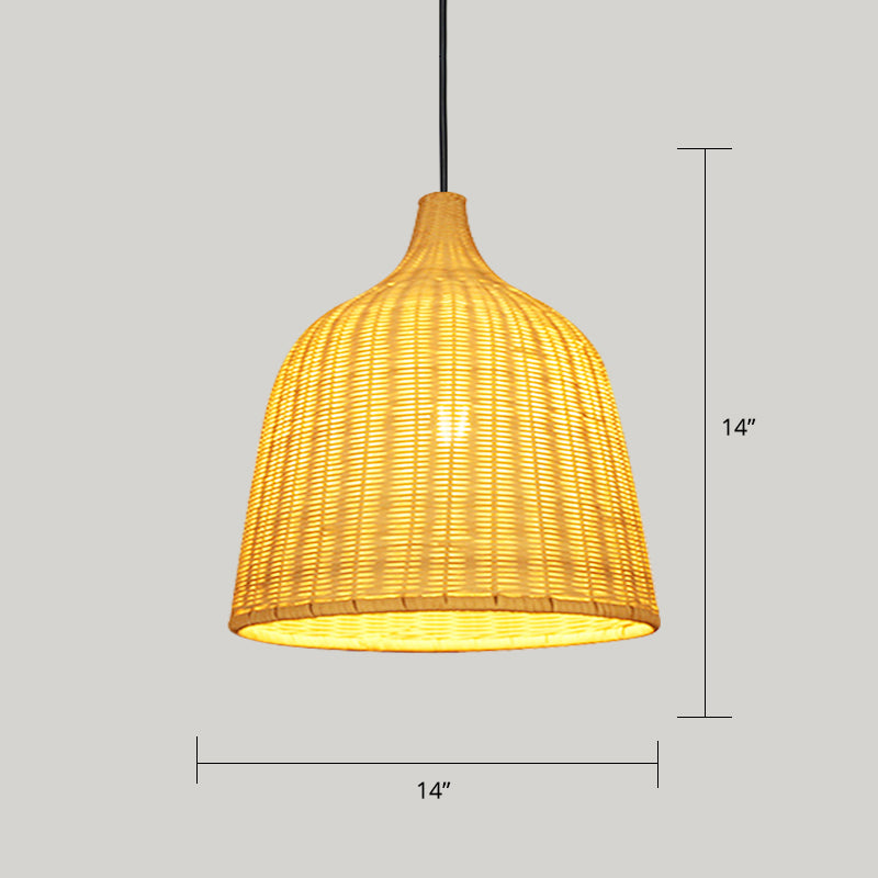 Handwoven Rattan Suspension Light Simplicity 1-Light Wood Pendant Lighting Fixture Clearhalo 'Ceiling Lights' 'Pendant Lights' 'Pendants' Lighting' 2245771