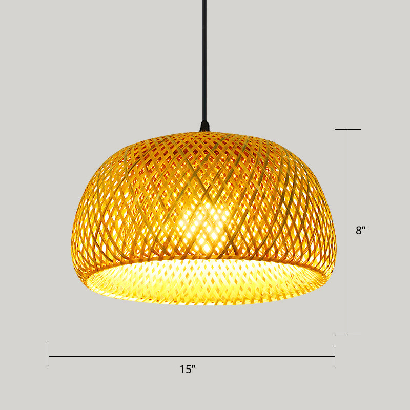 Handwoven Rattan Suspension Light Simplicity 1-Light Wood Pendant Lighting Fixture Clearhalo 'Ceiling Lights' 'Pendant Lights' 'Pendants' Lighting' 2245776