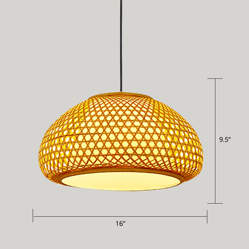 Handwoven Rattan Suspension Light Simplicity 1-Light Wood Pendant Lighting Fixture Clearhalo 'Ceiling Lights' 'Pendant Lights' 'Pendants' Lighting' 2245778