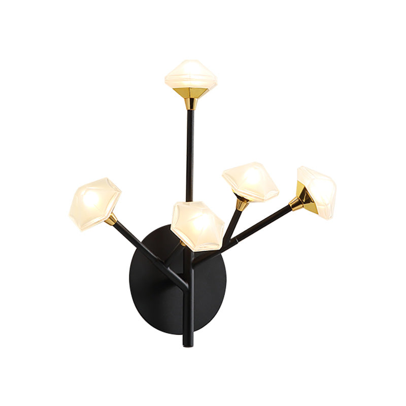 Geometric Acrylic Shade Wall Light Modernist 5 Lights Black/Gold Finish Wall Sconce Lamp with Branching Design Clearhalo 'Cast Iron' 'Glass' 'Industrial' 'Modern wall lights' 'Modern' 'Tiffany' 'Traditional wall lights' 'Wall Lamps & Sconces' 'Wall Lights' Lighting' 224578