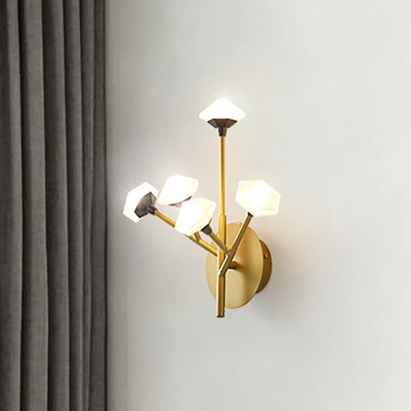 Geometric Acrylic Shade Wall Light Modernist 5 Lights Black/Gold Finish Wall Sconce Lamp with Branching Design Brass Clearhalo 'Cast Iron' 'Glass' 'Industrial' 'Modern wall lights' 'Modern' 'Tiffany' 'Traditional wall lights' 'Wall Lamps & Sconces' 'Wall Lights' Lighting' 224580