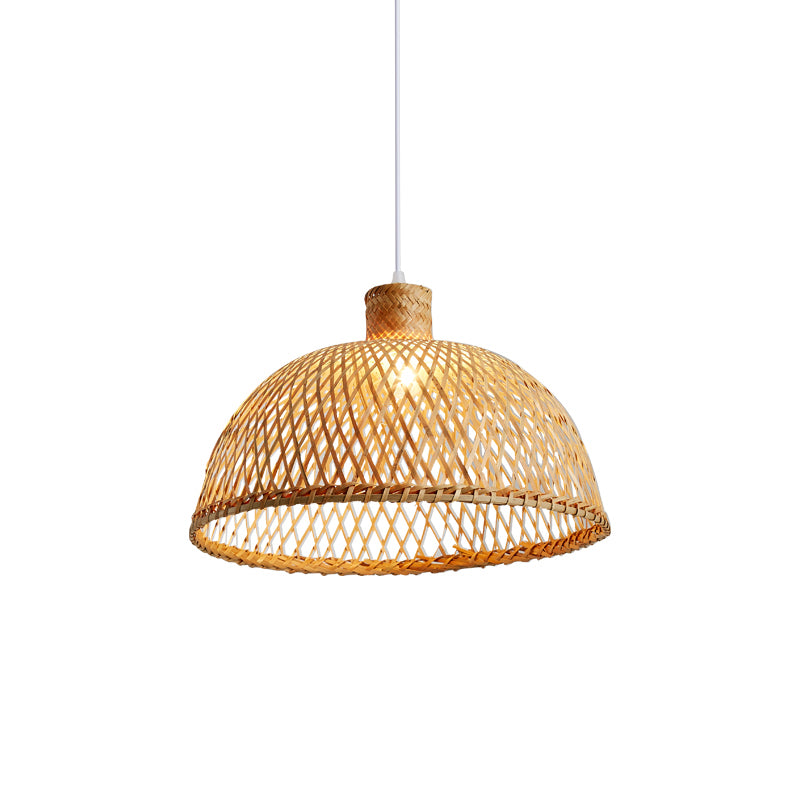 Chinese Style Handmade Ceiling Light Bamboo Single Restaurant Hanging Pendant Light in Wood Clearhalo 'Ceiling Lights' 'Pendant Lights' 'Pendants' Lighting' 2245806