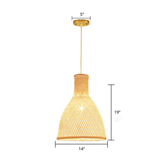 Handmade Bamboo Suspension Lighting Minimalist 1 Head Wood Pendant Ceiling Light for Tea Room Clearhalo 'Ceiling Lights' 'Lighting' 'Pendant Lights' 2245826_79cad947-894f-4c21-82a6-f400f5e43693