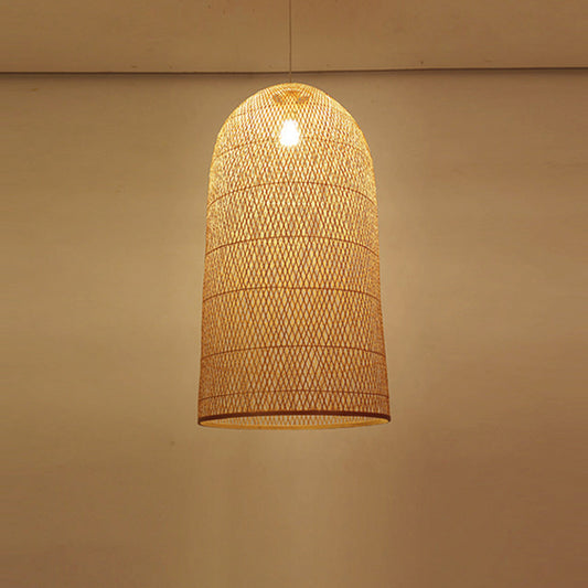 Handmade Bamboo Suspension Lighting Minimalist 1��Head Wood Pendant Ceiling Light for Tea Room Clearhalo 'Ceiling Lights' 'Pendant Lights' 'Pendants' Lighting' 2245827