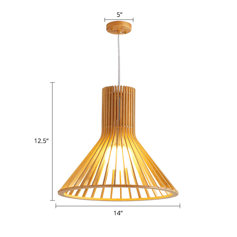 South-east Asia Shaded Ceiling Light Wood Single Restaurant Hanging Pendant Lighting Wood A Clearhalo 'Ceiling Lights' 'Pendant Lights' 'Pendants' Lighting' 2245831_ba84d239-4177-4859-9a2d-11a3b3f712ec