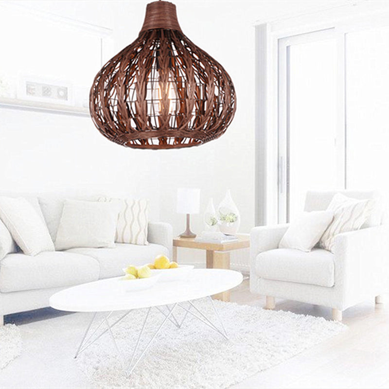 Onion Shaded Ceiling Light Asian Style Rattan 1 Bulb Restaurant Hanging Light Fixture Coffee Clearhalo 'Ceiling Lights' 'Lighting' 'Pendant Lights' 2245860_6739e71a-8272-42d8-a6d5-3b400542d7f5