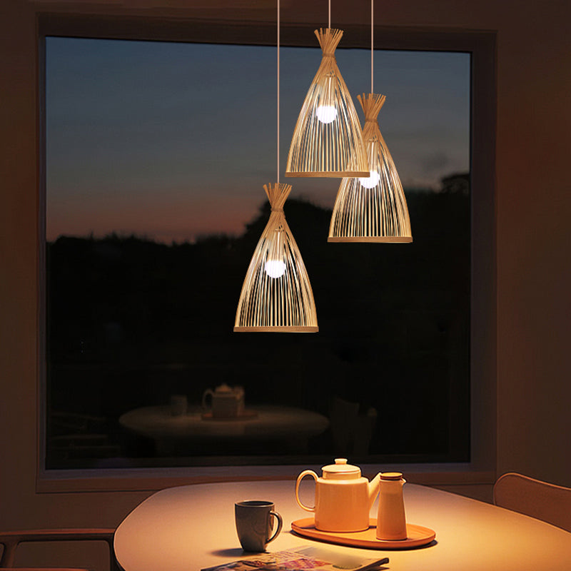 Bamboo Bell Suspension Lighting Minimalist 1��Head Pendant Ceiling Light for Tea Room Clearhalo 'Ceiling Lights' 'Pendant Lights' 'Pendants' Lighting' 2245866