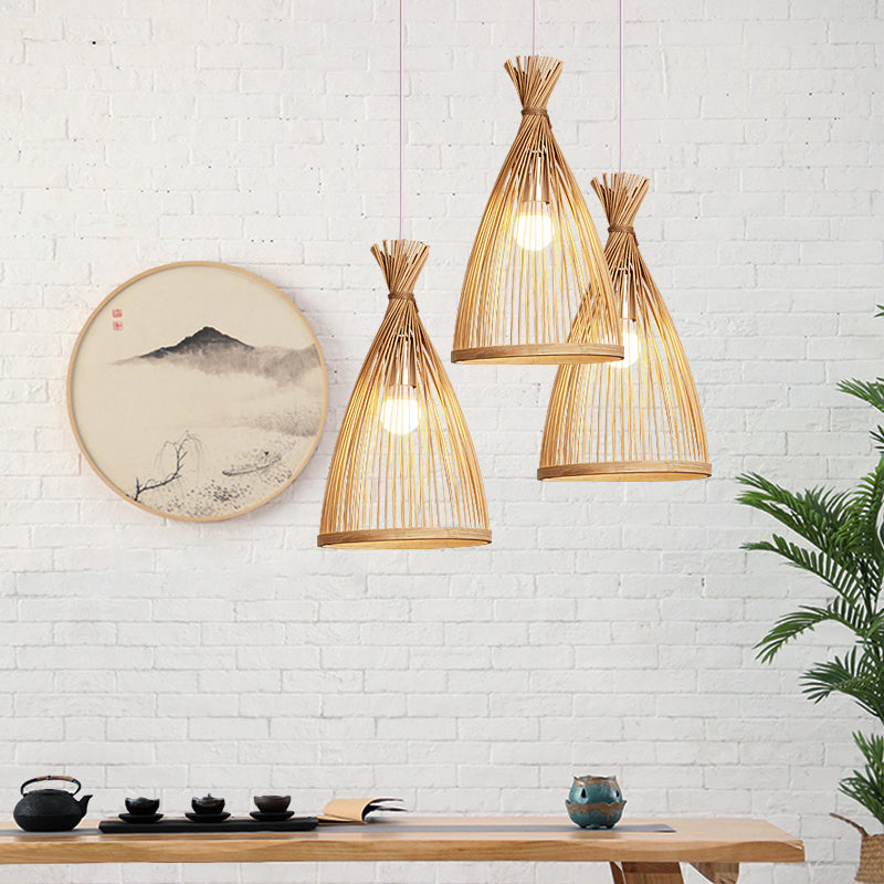 Bamboo Bell Suspension Lighting Minimalist 1��Head Pendant Ceiling Light for Tea Room Clearhalo 'Ceiling Lights' 'Pendant Lights' 'Pendants' Lighting' 2245867