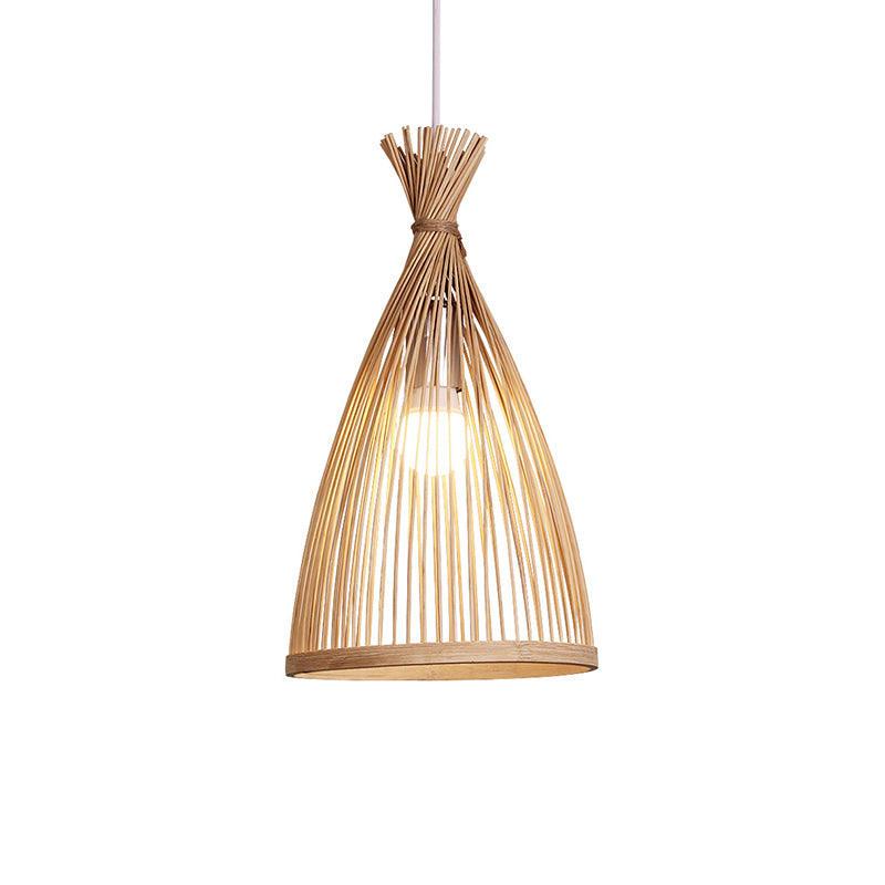 Bamboo Bell Suspension Lighting Minimalist 1��Head Pendant Ceiling Light for Tea Room Clearhalo 'Ceiling Lights' 'Pendant Lights' 'Pendants' Lighting' 2245870