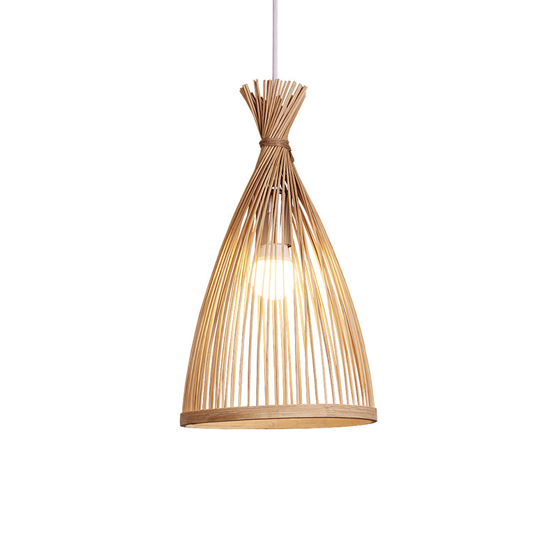 Bamboo Bell Suspension Lighting Minimalist 1 Head Pendant Ceiling Light for Tea Room Clearhalo 'Ceiling Lights' 'Lighting' 'Pendant Lights' 2245870_406119cc-b7be-4974-bf79-364601e07737